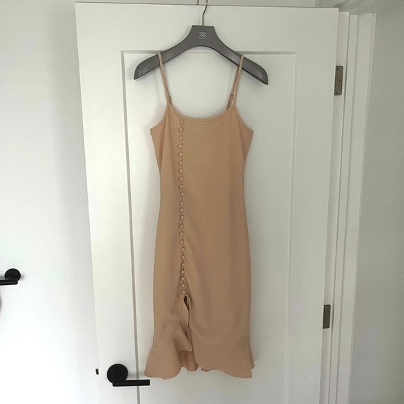 Fletch- Cream Midi Dress with Side Buttons - Picture 2 of 4